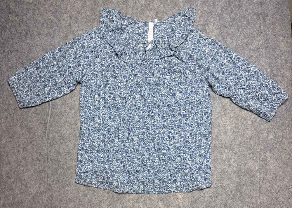 Grand & Greene Blue White Floral Blouse Women's Size L